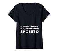 Donna Noi con la - Ci Siamo comprati Spoleto Maglietta con Collo a V, Nero, L