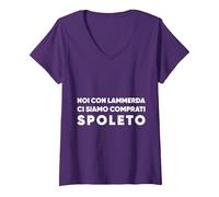 Donna Noi con la - Ci Siamo comprati Spoleto Maglietta con Collo a V, Viola, S
