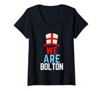 Donna Noi Siamo Bolton Inghilterra Bandiera Boltonion Sport Maglietta con Collo a V