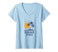 Donna Nokomis Florida FL Beach Sarasota City Town Vacanze Maglietta con Collo a V