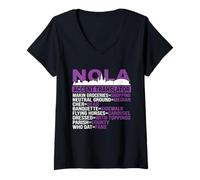 Donna NOLA Accent Translator Divertente New Orleans Maglietta con Collo a V
