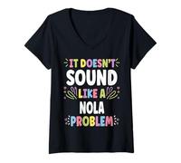 Donna NOLA Personalized Women's Gift Custom NOLA Maglietta con Collo a V