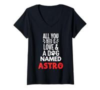 Donna Nome Cane Astro - All You Need is Love! Maglietta con Collo a V