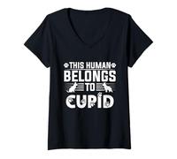 Donna Nome del cane Cupido Regalo Belongs To Pet Dog Cupid Maglietta con Collo a V