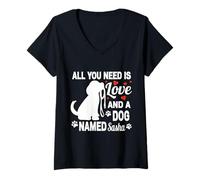 Donna Nome del Cane Personalizzato Sasha Cute Dog Pet Lover Maglietta con Collo a V