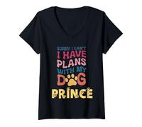 Donna Nome del cane Principe regalo personalizzato Busy With My Dog Prince Maglietta con Collo a V