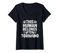 Donna Nome del gatto Tornado Human appartiene al gatto Nome Tornado Maglietta con Collo a V