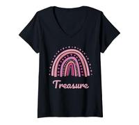 Donna Nome del Tesoro Personalizzato Divertente Donne Rosa Arcobaleno Tesoro Maglietta con Collo a V