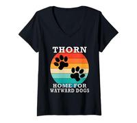 Donna Nome della Famiglia Thorn Home for Wayward Dogs Maglietta con Collo a V