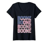 Donna Nome della Maglietta Boone American 80S Vintage NC Retro Maglietta con Collo a V