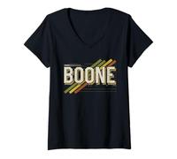 Donna Nome della Maglietta Boone American 80S Vintage NC Retro Maglietta con Collo a V