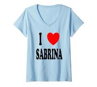 Donna Nome di Battesimo Sabrina I Love Sabrina Maglietta con Collo a V