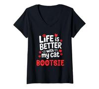 Donna Nome Gatto Bootsie Life Is Better with My Cat Bootsie Maglietta con Collo a V