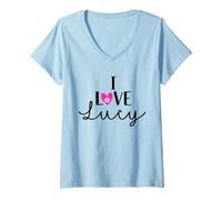 Donna Nome per Cani I Love Lucy A Love Heart Dog Paw Maglietta con Collo a V