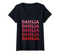 Donna Nome Personalizzato Dahlia I Love Dahlia Vintage Maglietta con Collo a V