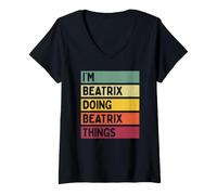 Donna Nome Personalizzato Divertente I'm Beatrix Doing Beatrix Things Maglietta con Collo a V