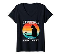 Donna Nome riunione familiare del gruppo Lawrence Cat Sanctuary Maglietta con Collo a V