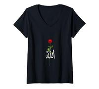 Donna Nomi di Allah in Arabo, Alhamdulillah Musulmano, Ya Allah Islam Maglietta con Collo a V