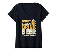 Donna Non Bevo Sempre Birra Oh Aspetta Sì, Bevo Divertente Maglietta con Collo a V
