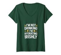 Donna Non Bevo, STO idratando Irishly St Patricks Maglietta con Collo a V