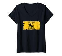 Donna Non calpestare Noi Anarchico Gatto Nero Gadsden Parodia Maglietta con Collo a V