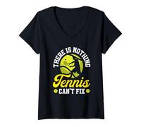 Donna Non c'è Niente Che Il Tennis Non Possa aggiustare Il Giocatore di Tennis Maglietta con Collo a V