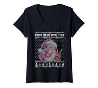 Donna Non credo in te nemmeno Babbo Natale chewing gum Maglietta con Collo a V