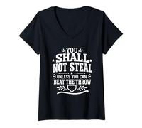 Donna Non Devi rubare Beat The Throw Baseball Mom Maglietta con Collo a V