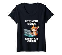 Donna Non Disturbare - Videogiochi Fox Maglietta con Collo a V
