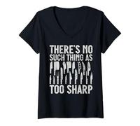 Donna Non Esiste Un Coltello Troppo affilato Maglietta con Collo a V