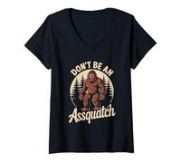 Donna Non essere un Assquatch Bigfoot Sarcasmo Dire Scherzo Uomini Donne Maglietta con Collo a V
