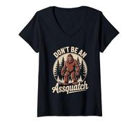 Donna Non essere un Assquatch Bigfoot Sarcasmo Dire Scherzo Uomini Donne Maglietta con Collo a V