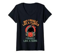 Donna Non Fragile Come Un Fiore Fragile Come Una Bomba Donna Forte Maglietta con Collo a V