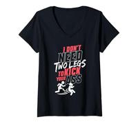 Donna Non Ho Bisogno di Due Gambe per calciare Il Culo Amputazione Umorismo Maglietta con Collo a V