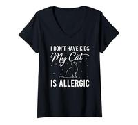 Donna Non Ho Figli Il Mio Gatto è allergico Divertenti Amanti dei Gatti Maglietta con Collo a V