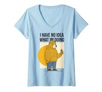 Donna Non Ho Idea di Cosa STO Facendo Funny Bear, papà per la Maglietta con Collo a V