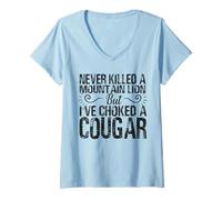 Donna Non Ho mai Ucciso Un Leone di Montagna ma Ho soffocato Un Puma Divertente Maglietta con Collo a V