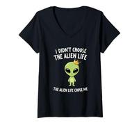 Donna Non Ho Scelto l'Alien Life Chose Me Crown Apparel Maglietta con Collo a V