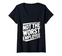 Donna Non Il peggior Umorismo dei dipendenti per i Lavoratori d'ufficio Maglietta con Collo a V