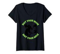 Donna Non Il Tuo Latte - Vegetariano Vegan Amante degli Animali, Cruelty Free Maglietta con Collo a V