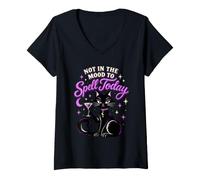 Donna Non in vena di Spell Today Black Cat Witchy Humor Maglietta con Collo a V