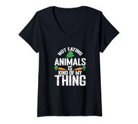 Donna Non Mangiare Animali è Una Cosa mia Maglietta con Collo a V