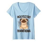 Donna Non Mi Interessa Dire in Russo Dog Yoga Russia per Russi Maglietta con Collo a V