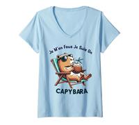Donna Non mi interessa Sono un Capybara - Modalità Capybara Attivata Maglietta con Collo a V