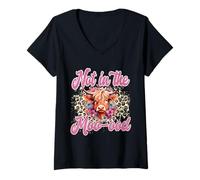 Donna Non nel divertente umore delle mucche delle Highland Cows Leopard Cheetah Maglietta con Collo a V