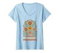 Donna Non pagato Pacifico Protestore Floreale Groovy 70s Maglietta con Collo a V