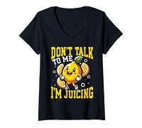 Donna Non Parlare con Me, STO spremendo Lemon Fitness Humor Maglietta con Collo a V