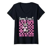 Donna Non posso avere piani con i miei ratti Funny Rat Girl Mamma Mouse Maglietta con Collo a V