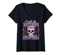 Donna Non Posso Fare Niente pensando Troppo a Skull Brain Maglietta con Collo a V