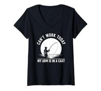 Donna Non Posso Lavorare Oggi Il Mio Braccio è ingessato - Funny Fly Fishing Maglietta con Collo a V